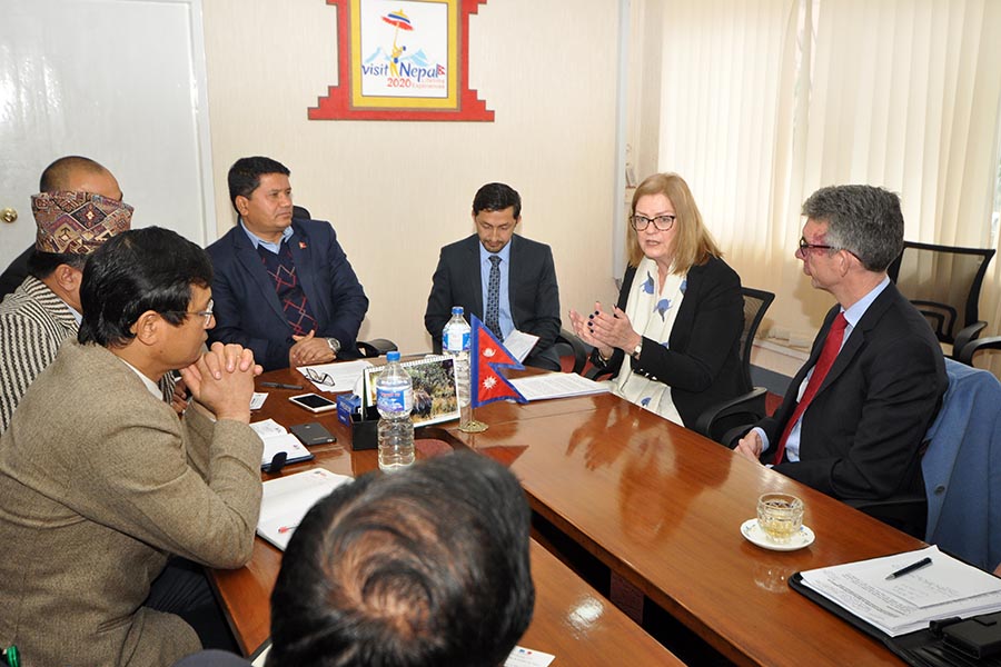 A meeting between Hon. Minister  Rabindra  Adhikari  and  EU Ambassadors