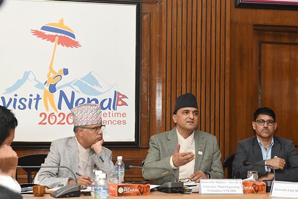 माननीय मन्त्रीज्यूको अध्यक्षतामा बसेको Visit Nepal 2020 मूल आयोजक समितिको पाँचौं बैठकका तस्वीहरु-मिति २०७६-०८-०९